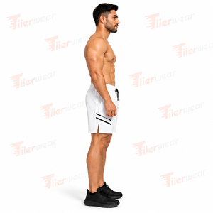 <b>Men's</b> <b>White</b> Quick Dry Board <b>Shorts</b> Mid Waist Drawstring Solid Color Casual Athletic Workout Gym Training <b>Shorts</b> - Product Image 3