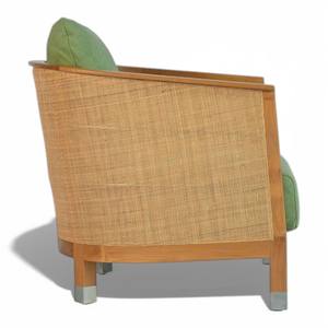 Fauteuil de jardin individuel en teck avec dossier en rotin respirant et tissu anti-UV pour terrasse - Product Image 3