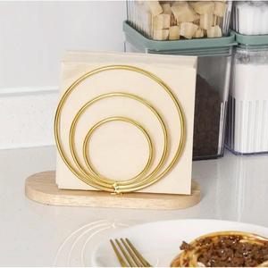 Support de serviettes rond en bois doré, accessoires de décoration de table, fournitures de restaurant, porte-mouchoirs, prix abordable - Product Image 1