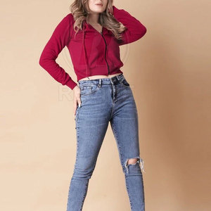 Top Selling Winter Women <b>Crop</b> Zipper Hoodies with Custom Printing Premium 100% Cotton Fabric Stylish Design - Product Image 4