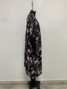 Robe longue à manches longues à imprimé floral noir pour femme, robe midi décontractée ample - Product Image 3