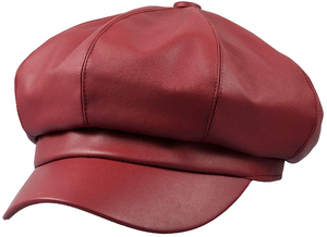 Casquette de newsboy en cuir noir, chapeau décontracté unisexe, quatre saisons, taille adulte 56-58CM - Product Image 5