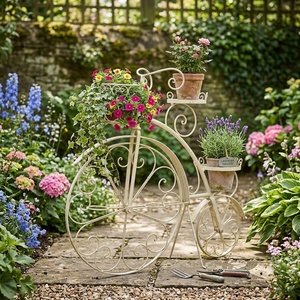 Support de plantes vintage en fer forgé, 1 niveau, revêtement poudré, écologique, support de pot de fleurs circulaire en métal pour jardin extérieur - Product Image 4