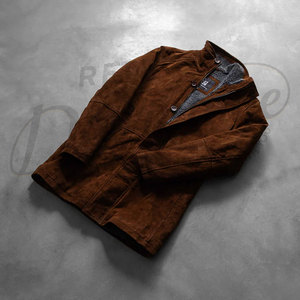 Parka en cuir suédé marron de qualité supérieure pour homme - Manteau d'hiver mi-long avec capuche et doublure chaude pour un style décontracté - Product Image 2