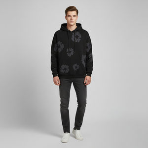 Hoodies surdimensionnés (col rond / épaules tombantes) avec impression puff, design personnalisé, nouveaux hoodies OEM pour hommes - Product Image 6