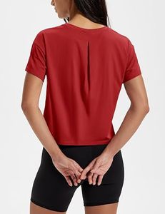 Women's Custom Logo <b>Red</b> <b>Cropped</b> Short Sleeve Knitted O-Neck Casual Solid Color Breathable Tank <b>Top</b> - Product Image 3