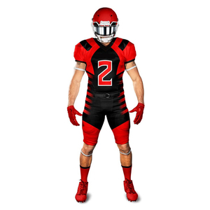 Ensemble d'uniformes de football américain respirants personnalisés pour hommes, 100% polyester, sublimation, manches courtes - Product Image 4