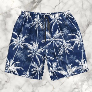 2026 New Design <b>Men</b>’s Navy Blue Palm Tree Print Swim Shorts Quick Dry Beach <b>Trunks</b>, Summer Holiday Surf and Pool Swimwear - Product Image 6
