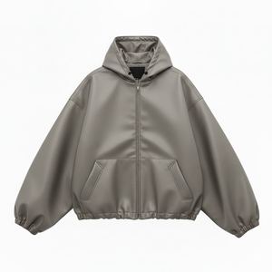 <b>Bike</b> Rider Pu Leather <b>Hoodie</b> Zipper Closure Windproof Moto <b>Bike</b> Riding Outerwear PVC Genuine Leather <b>Hoodies</b> Wholesale OEM ODM - Product Image 5