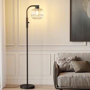 Lampe de sol industrielle en fer noir avec design en cage et douille E27 pour un style intérieur moderne - Product Image 2