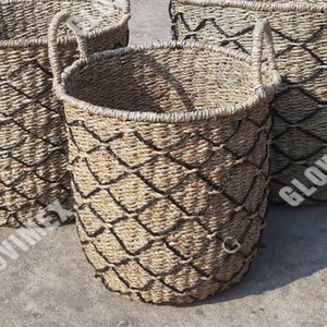 Panier de rangement rustique en jonc de mer professionnel, fait main, écologique, organisateur de cuisine multifonctionnel, service OEM ODM personnalisé - Product Image 3