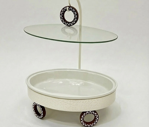 Elegant Metal Casserole Chafing Dish with <b>Lid</b> <b>Holder</b> and Wooden Knobs Modern Ramadan Design <b>for</b> Home Party Buffet Events Usage - Product Image 3