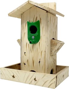 Mangeoire à oiseaux en bois rustique à suspendre pour l'extérieur, pour jardin, cour, patio, balcon, mangeoire décorative pour la faune - Product Image 2