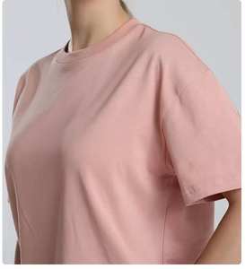 T-shirt femme personnalisé à col ras du cou, coupe courte, style vintage années 90, en coton côtelé extensible noir, manches courtes, OEM - Product Image 3