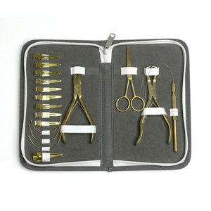 Kit d'outils professionnels pour extensions capillaires : pinces en acier inoxydable, aiguilles à coudre, installation de trames, entretien et réparation - Product Image 1