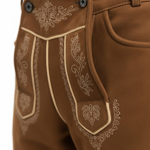 ชุดสูทผู้ชายสไตล์บาวาเรียน Lederhosen สำหรับธุรกิจ ผ้าสแปนเด็กซ์/คอตตอน กระดุมสองแถว ลายนูน ผ้าแคนวาสน้ำหนักเบา ผลิตตามแบบ OEM - Product Image 5