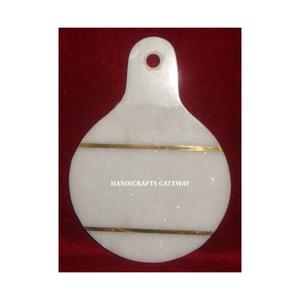 Tabla de cortar de mármol blanco Natural con forma de rectángulo, diseño único hecho a mano con cocina usada de alta calidad estándar en restaurante - Product Image 4