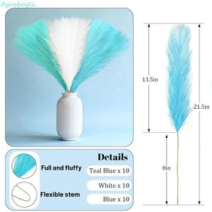 30 Pezzi di Erba della Pampa Artificiale Soffice Blu Chiaro 21,5 Pollici, Fiori Finti Bianchi per Decorazioni da Tavolo per Matrimoni - Product Image 4