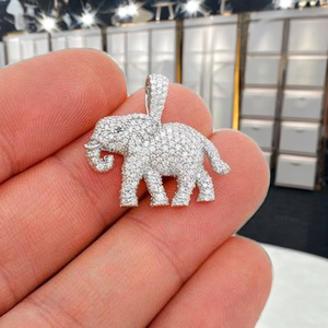 925 plata esterlina elefante diseño Moissanite encanto colgante moda Hip Hop colección rodio plateado animal diamante joyería - Product Image 5