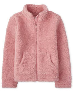 Wholesale <b>Pink</b> Sherpa Fleece <b>Jacket</b> Zipper Closure Women Casual Winter Outerwear Solid Color Sherpa Lining Polyester Material - Product Image 4