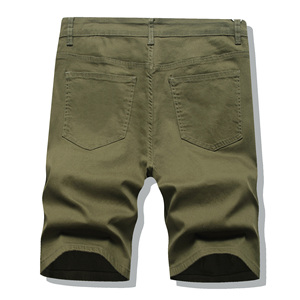 Shorts en jean déchiré vert olive pour homme, style cargo, taille mi-haute, décontracté, pour l'été, 100 % coton tissé - Product Image 2