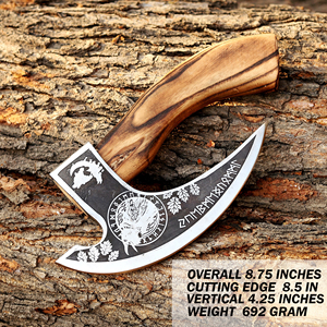 Hache à pizza Viking en acier inoxydable forgé à la main avec manche en bois, taille et logo personnalisables, coupe-pizza, vente chaude - Product Image 4