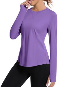 Chemise de pêche pour femme, violette, manches longues, protection solaire UPF 50, séchage rapide, pull-over, couleur unie, haut de fitness, vêtement confortable - Product Image 2