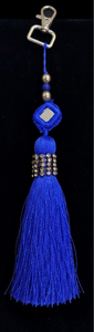 Blue Rayon <b>Tassel</b> With Beaded Top And Metal Clasp <b>For</b> Decorative Use - Product Image 3
