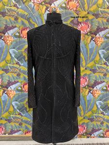 Luxury Men Indo Western Noir Vortex Sculpted Suit TR Lachka Base High Density Glass <b>Beads</b> and Silk <b>Thread</b> Coding - Product Image 1