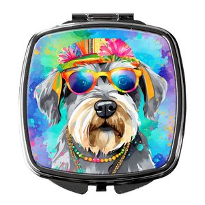 Schnauzer Hippie Dawg Compact Folding Handheld Makeup <b>Mirror</b> Decorative Travel Gift for Women and Girls <b>Pocket</b>-sized - Product Image 1