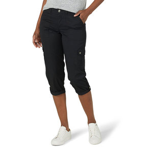 2026 New Arrival Women's Cargo Shorts Below Knee Length High Elasticity Button Fly Waistband 100% Cotton Solid Pattern Women's S - Product Image 1