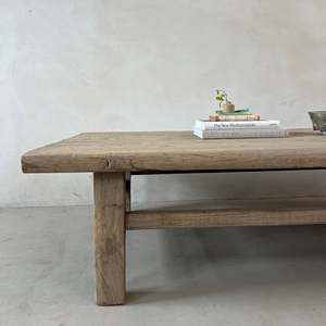 Mesa de Centro de Madera de Olmo Reciclada, Estilo Rústico, para Sala de Estar, Mueble de Madera Natural para Decoración del Hogar - Product Image 2
