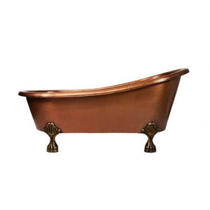 Bañera Moderna Independiente de Cobre con Acabado Metálico Pulido, Forma Ovalada y Base en Cascada para Baño de Lujo - Product Image 3