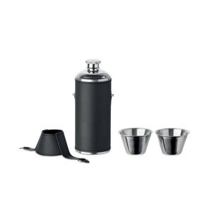 Ensemble de flacons à alcool en cuir cousu de qualité supérieure, quatre gobelets en acier empilables, accessoire de chasse portable et étanche - Product Image 5