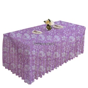 Beautiful Cotton Hand Block Print <b>Rectangle</b> Pleated <b>Tablecloth</b> Oem Table Cover For Home Party Or Banquet Floral Print Design - Product Image 2