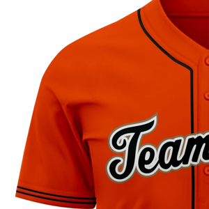 Camiseta de Béisbol Naranja de Manga Corta con Botones, Uniforme de Equipo Personalizado, Ligera, Transpirable, Deportiva - Product Image 4