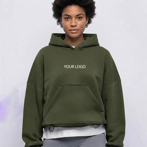 Wholesale Price Acid Wash Custom Printed <b>Crop</b> <b>Top</b> Fit Heavyweight Hoodies for Women High Quality 100% Cotton Streetwear Casual - Product Image 3