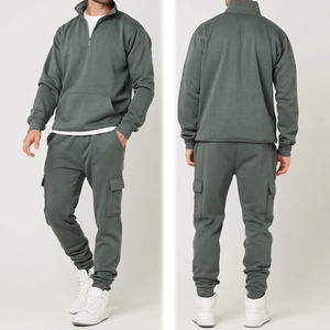 Conjunto de Sudadera con Capucha Oversize Personalizado para Hombre, Pantalones Cargo de Chándal Modernos, Transpirables, de Corte Holgado con Cremallera y Detalle de Pintura - Product Image 5