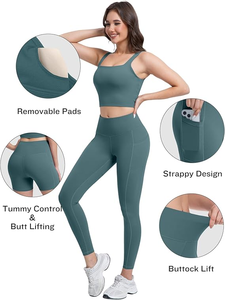 Heavy Fashion Printed Fitness Workout Yoga Set Sports Bra And Legging Set - Product Image 3