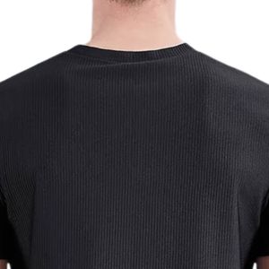 T-shirt côtelé texturé pour homme, manches courtes, col rond, respirant, décontracté, pour tous les jours, gym, fitness, extérieur, voyage - Product Image 4