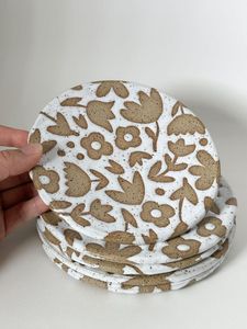 Round <b>Ceramic</b> <b>Plate</b> With Strawberry Pattern Handpainted Flat Dish Cute Design Green Checkered Background - Product Image 6