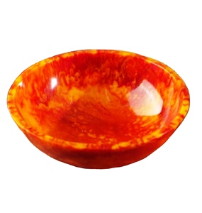 Handmade Polished Eco-Friendly Sustainable Resin Serving <b>Bowl</b> Platter Orange Color Dishwasher Safe Modern Art Antique European - Product Image 1