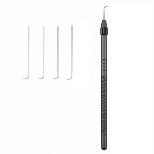 Porte-aiguilles ventilé en aluminium noir mat avec poignée moletée antidérapante et micro-crochet de verrouillage pour la confection de perruques en dentelle et les outils d'artisanat - Product Image 1