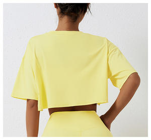 Ropa Deportiva Ecológica al por Mayor OEM, Ropa de Yoga Reciclada, Top Corto, Camisetas Holgadas de Manga Corta - Product Image 2