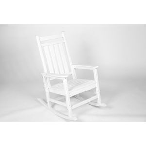 Set da giardino in 3 pezzi per tutte le stagioni con 2 sedie a dondolo e tavolino laterale effetto legno in bianco - Product Image 2