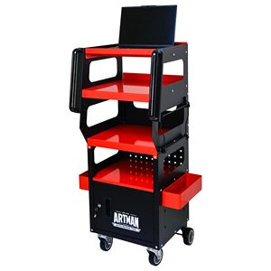 Carrello Diagnostico Multiuso a 4 Livelli in Colori Nero e Rosso - Product Image 3