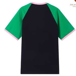 1908 Premium Chenille Raglan <b>Shirt</b> for <b>Women</b> Green White <b>Black</b> Color Soft Cotton Blend Short Sleeve Casual Greek Style - Product Image 2