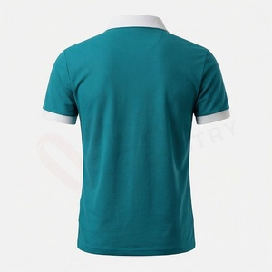 Polo à manches courtes pour homme, couleur turquoise, avec col zippé, design uni tricoté, coupe classique - Product Image 2