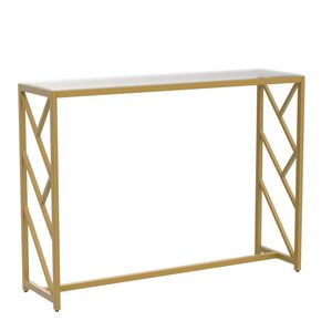 Modern Metal <b>Console</b> <b>Table</b> Long Entryway Sofa <b>Table</b> Pedestal Base Glass Top Living Room Hotel Furniture - Product Image 1