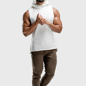 Men Bodybuilding Gym Training <b>Workout</b> Running Sleeveless <b>Hoodies</b> Slim Fits Cotton Polyester Pullover Sleeveless Hoodie - Product Image 1